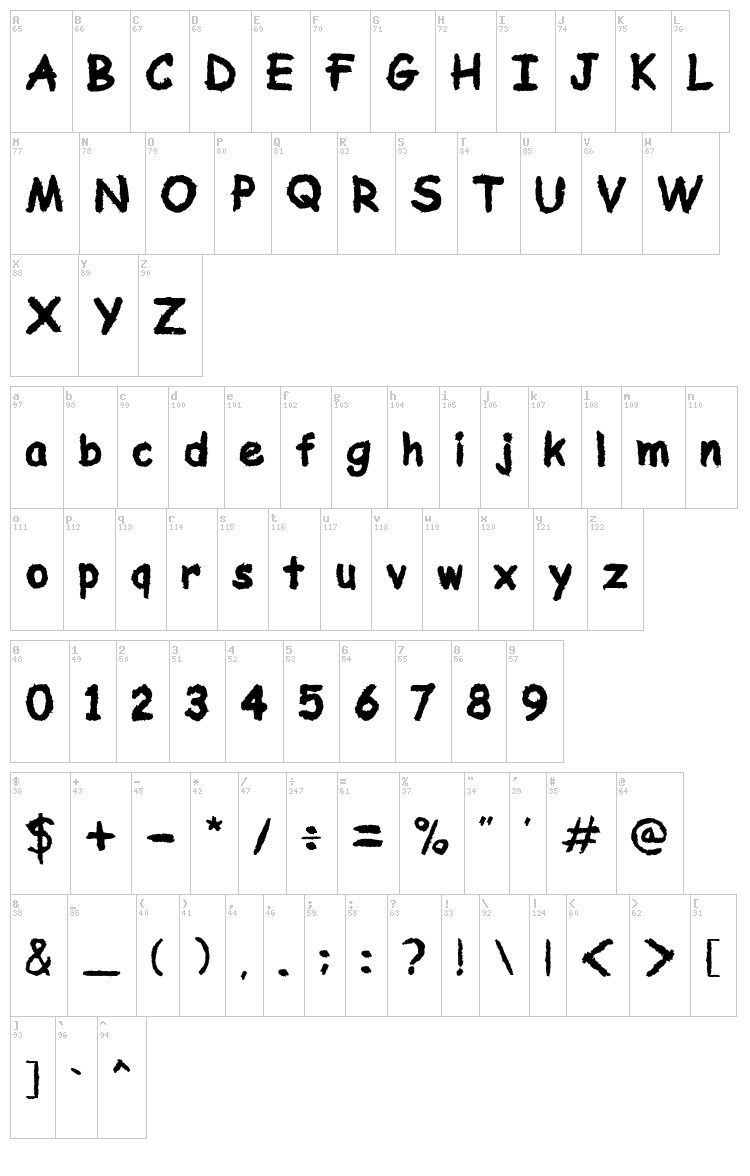 MN Darkriver font map